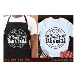 Dad's Bar and Grill svg, Barbecue svg, Grilling svg, Dad's Bar svg, Father's day gift svg, BBQ Cut File, Funny Apron svg