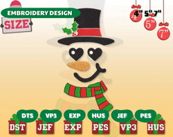 Top Hat Snowman Embroidery Designs, Christmas Embroidery Designs, Santa Hat Embroidery Designs, Merry Christmas Embroidery Designs
