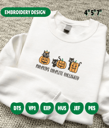 Pumpkins Complete Halloween Embroidery Design, Black Cat Embroidery Design, Pumpkin Halloween Embroidery File