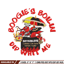 Boogie's Boilin Dip Whit Me embroidery design, logo embroidery, embroidery file, logo design, Digital download.