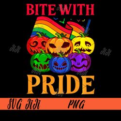 Bite With Pride PNG, Gay & Lesbian Heart Pumpkin PNG, Halloween LGBT Rainbow PNG