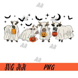 Cow Ghost Halloween PNG, Farmer Trick Or Treat PNG, Cow Pumpkin PNG