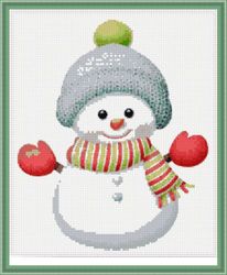 DIY pattern. Cross-stitch. New Year's snowman. Home decor. Painting with a cross. For self-manufacturing
