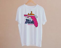 Miami Basketball Vintage Florida Map White Shirt, Miami Basketball Team Retro Tee, Sports Tshirt, American Basketball, G