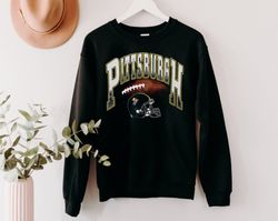 Pittsburgh Football Vintage Style 90s Black Sweatshirt, Pittsburgh Football Team Unisex Sweater, American Football Tee,