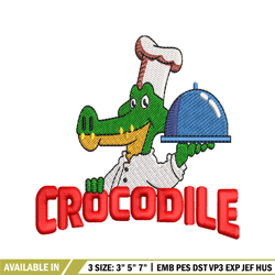 Crocodile chef embroidery design, Crocodile chef embroidery, embroidery file, logo design,  logo shirt, Digital download