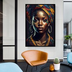 African Woman Wall Art ,African Woman Canvas Print,African American Home Decor ,African Wall Decor ,Black Woman Makeup H