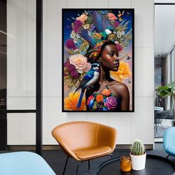 African Woman Wall Art African Woman Canvas Print African American Home Decor African Wall Decor Black Woman Make Up Hom