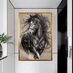 Brown Horse Canvas Wall Art, Horse Portrait Canvas Wall Decor, Beautiful Horse Canvas Print Art, Gift Animal Canvas Wall