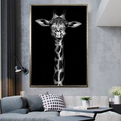 giraffe canvas print, giraffe canvas painting, giraffe canvas painting decor, animal art print, animal wall art, modern