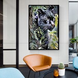 leopard canvas wall art, leopard portrait black and white, wildlife canvas print, animal photography, leopard art,ready-