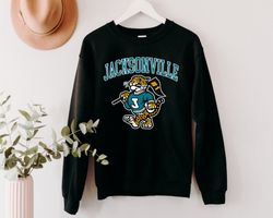 Jacksonville Football Cute Mascot Number 1 Black Sweatshirt, Jacksonville Football Team Vintage Unisex Sweater, American