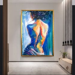 Nude Woman Wall Decor , Women's Chest Wall Decor , Nude Wall Art , Nude Canvas Print , Canvas Paint, Canvas Wall Art , C