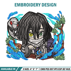 Iguro Obanai chibi embroidery design, Kimetsu no Yaiba embroidery, embroidery file, anime design, Digital download