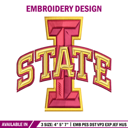 Iowa State Cyclones embroidery design, Iowa State Cyclones embroidery, logo Sport, Sport embroidery, NCAA embroidery.