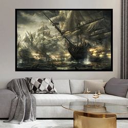 Warship Canvas Wall Art, Home And Office Decoration, Sailing Ship Canvas Print, Ship Canvas Print, Ready To Hang Canvas