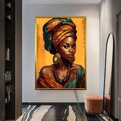 African Woman Wall Art ,African Woman Canvas Print,African American Home Decor ,African Wall Decor ,Black Woman Makeup H