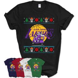 Santa Ugly Christmas Basketball Love Los Angeles-Laker T-Shirt