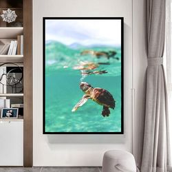 Sea Turtle Swimming Turtle Pictures Turtle Print, Canvas Wall Art Canvas Design, Home Decor Ready To Hang
