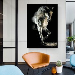 Black And White Horse Canvas Wall Art, Coffee Horses Canvas Print, Animal Canvas Art, Modern Home Decors, Farmhouse Home