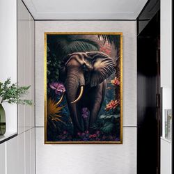 design of a beautiful elephant with a lot of flowers elephant wall art elephant canvas print,elephant photo print,ready-