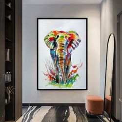 Graffiti Elephant And Cub Wall Art, Elephant Canvas Print, Elephant Photo Print, Nature Photo Print, Ready-To-Hang Canva