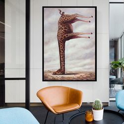 reticulated giraffe canvas art print, animals art home decor, africa canvas wall prints, wildlife canvas artwork