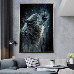 white wolf canvas print, animal canvas art, wolf canvas wall decor, trendly canvas, framed canvas, decorative canvas, gi