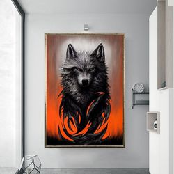 wolf canvas print, animal canvas art, wolf canvas wall decor, trendly canvas, framed canvas, decorative canvas, gift for