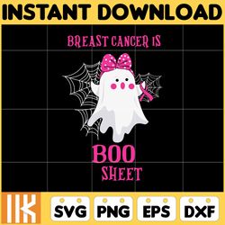 breast cancer is boo sheet svg, cancer svg, cancer awareness, pink ribbon, breast cancer, fight cancer quote svg