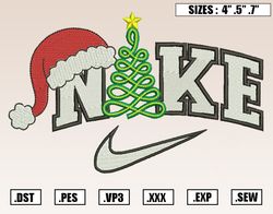 Nike Christmas Tree Embroidery Designs, Christmas Embroidery Design File Instant Download