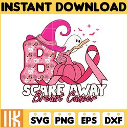 boo scare away breast cancer svg, designs breast cancer svg, cancer svg, cancer awareness, pink ribbon, breast cancer