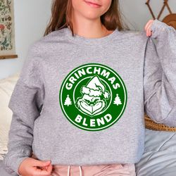Christmas Grinchmas Blend, Grinch Sweatshirt, Dr Seuss Outfit, Holiday T Shirts, Christmas Gifts, Coffee Graphic Shirt,