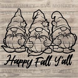 Happy Fall Y'all svg, Pumpkins svg, Autumn svg, Fall svg, Gnomes SVG files for Cricut, Glowforge files SVG EPS DXF PNG