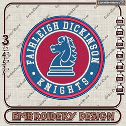 NCAA Logo Embroidery Files, NCAA FDU Knights Embroidery Designs, Fairleigh Dickinson Knights Machine Embroidery Designs