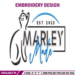 Marley Made embroidery design, Marley Made embroidery, logo design, Logo shirt, embroidery file, Digital download