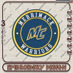 NCAA Logo Embroidery Files, NCAA Merrimack Warriors Embroidery Designs, Merrimack Warriors Machine Embroidery Designs