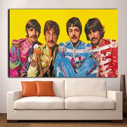 the beatles colorfull photo canvas art,musical artists canvas,rock band poster,the beatles music group poster,ready to h