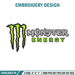 Monster Energy logo embroidery design, Monster Energy embroidery, Embroidery shirt, logo design, Digital download.