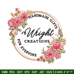 Wright creation logo embroidery design, Wright creation embroidery, logo design, Embroidery shirt, Instant download