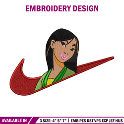 Nike Mulan embroidery design, Nike Mulan embroidery, Nike design, cartoon design, cartoon shirt, Digital download