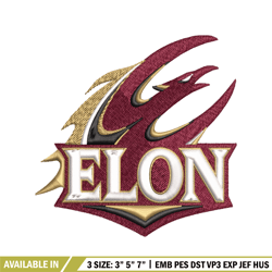 Elon Phoenix embroidery design, Elon Phoenix embroidery, logo Sport, Sport embroidery, NCAA embroidery.