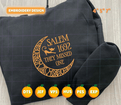 Retro Salem 1692 Embroidery Design, They Missed One Embroidery Machine Design, Halloween Witches Embroidery File