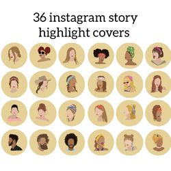 36 People Instagram Highlight Icons. Women and Men Instagram Highlights Images. Face Instagram Highlights Covers