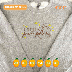 Pumpkin Halloween Text Embroidery Machine Design, Vintage Fall Season Embroidery Design, Little Pumpkin Embroidery File