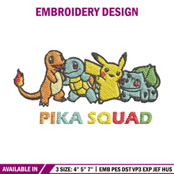 Pika squad embroidery design, Pokemon embroidery, Anime design, Embroidery file, Digital download, Embroidery shirt