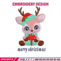 Reindeer chibi embroidery design, Chrismas embroidery, Embroidery file, Embroidery shirt, Emb design,Digital download