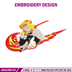 Rengoku Nike fire embroidery design, Kimetsu no Yaiba embroidery, embroidery file, anime design, Digital download