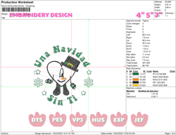 Bad Bunny Embroidery Designs, Christmas Embroidery Designs, Una Navidad Embroidery Designs, Xmas Embroidery Designs