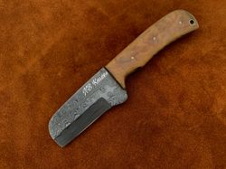 CUSTOM HANDMADE DAMASCUS COWBOY BULL CUTTER KNIFE WITH LEATHER SHEATH